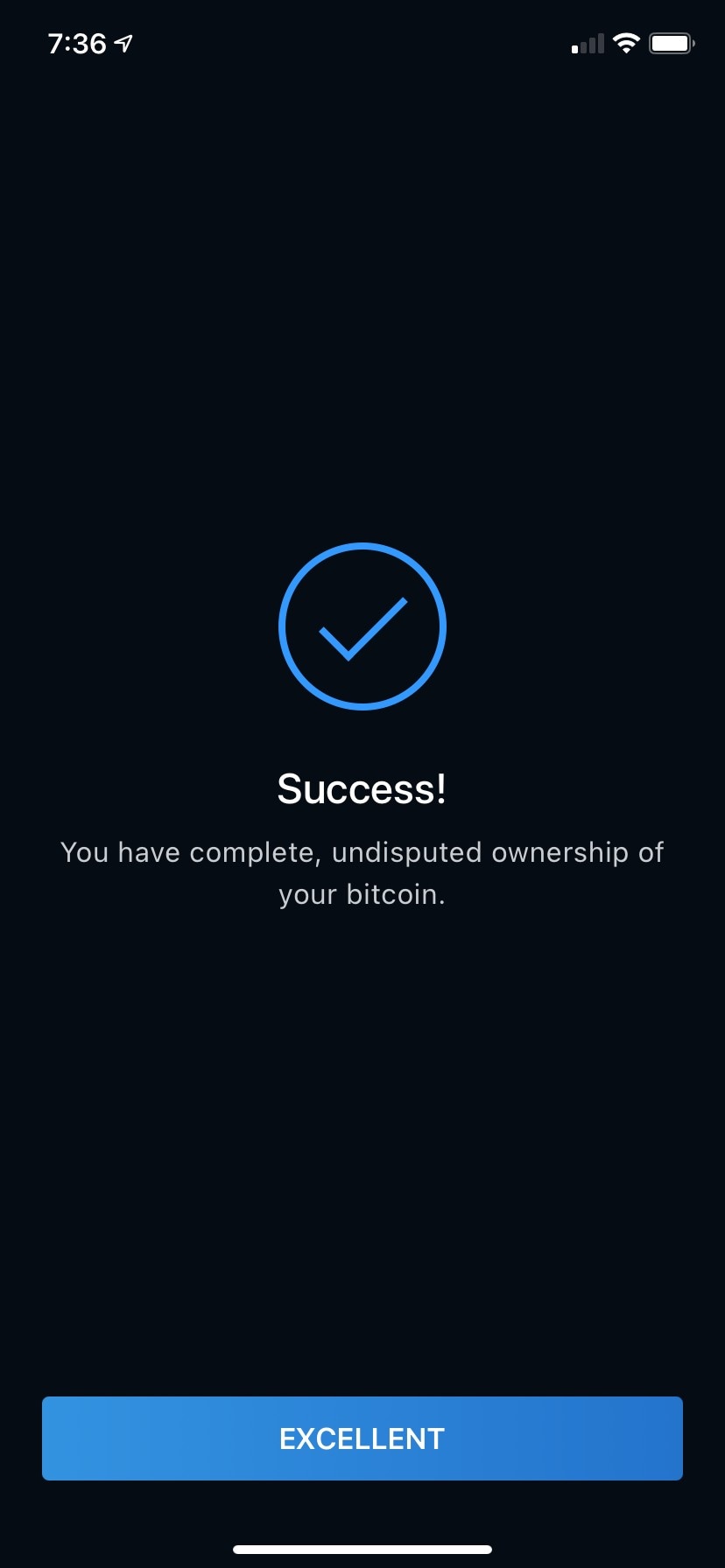 Emergency Kit verification success screen