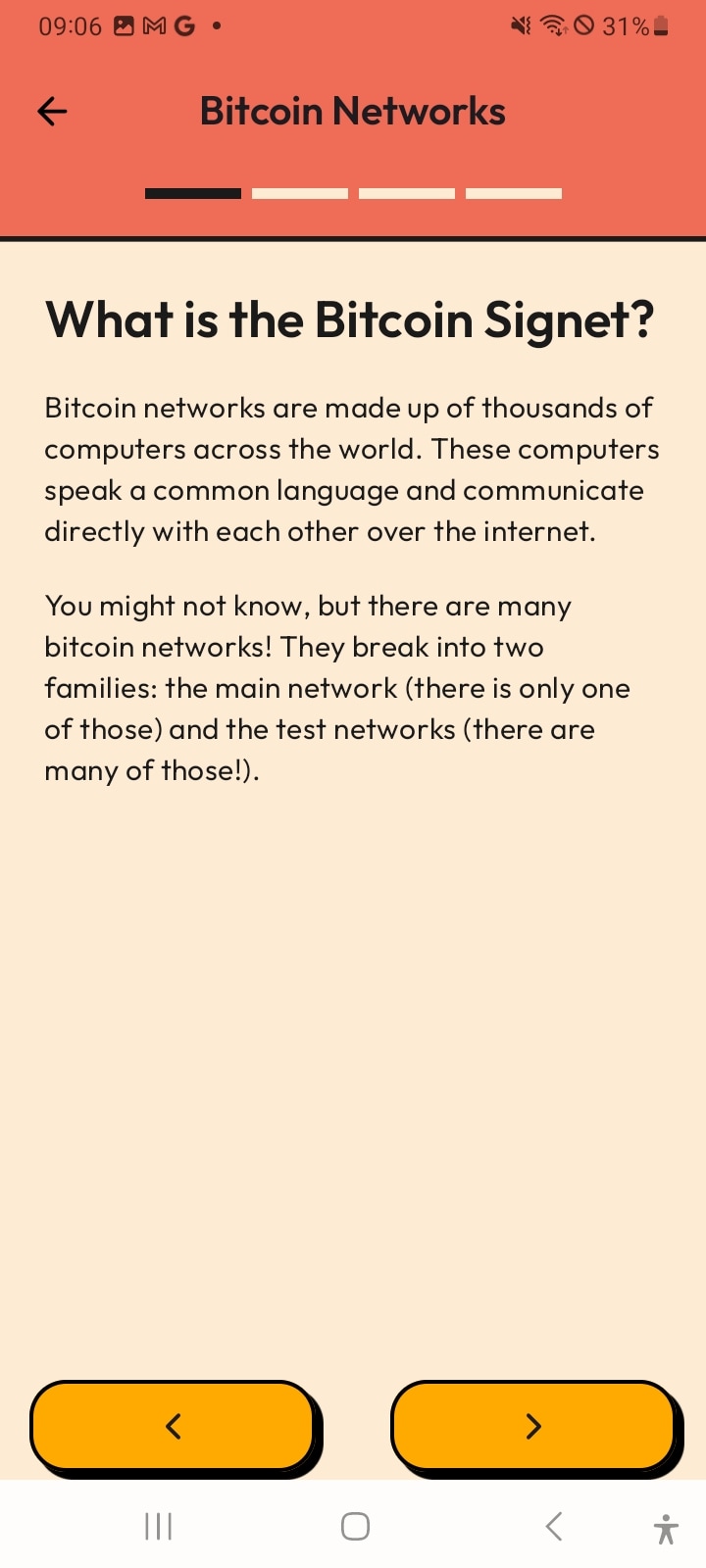 Bitcoin networks lesson content screen