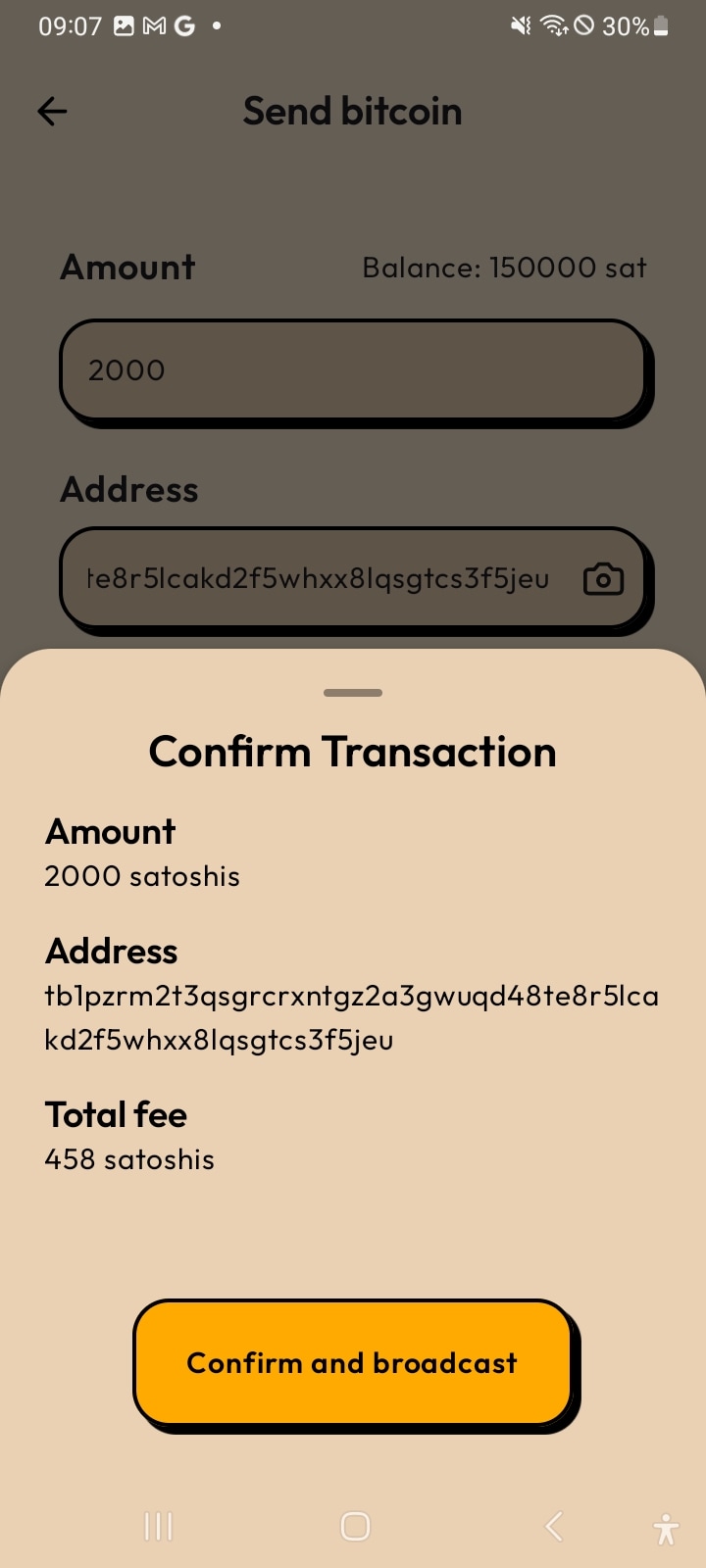 Transaction confirmation bottom sheet
