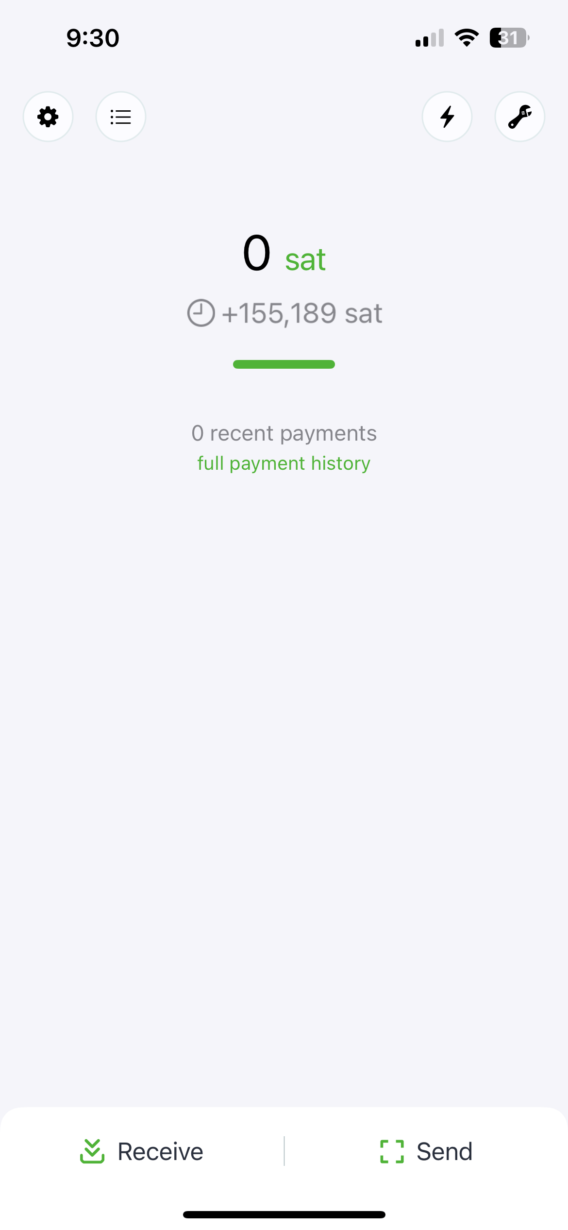 09 Main wallet screen after sending to this Bitcoin address from external wallet