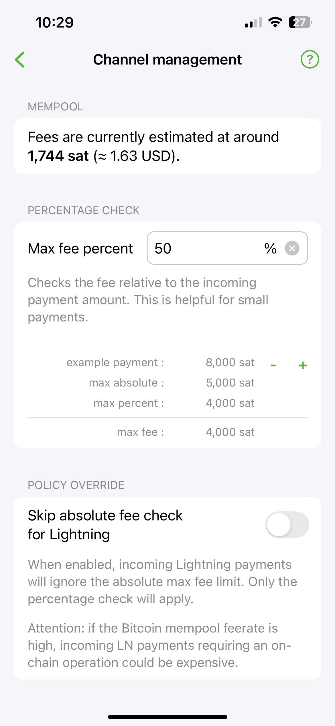 10c After tapping show advanced options on the channel management screen