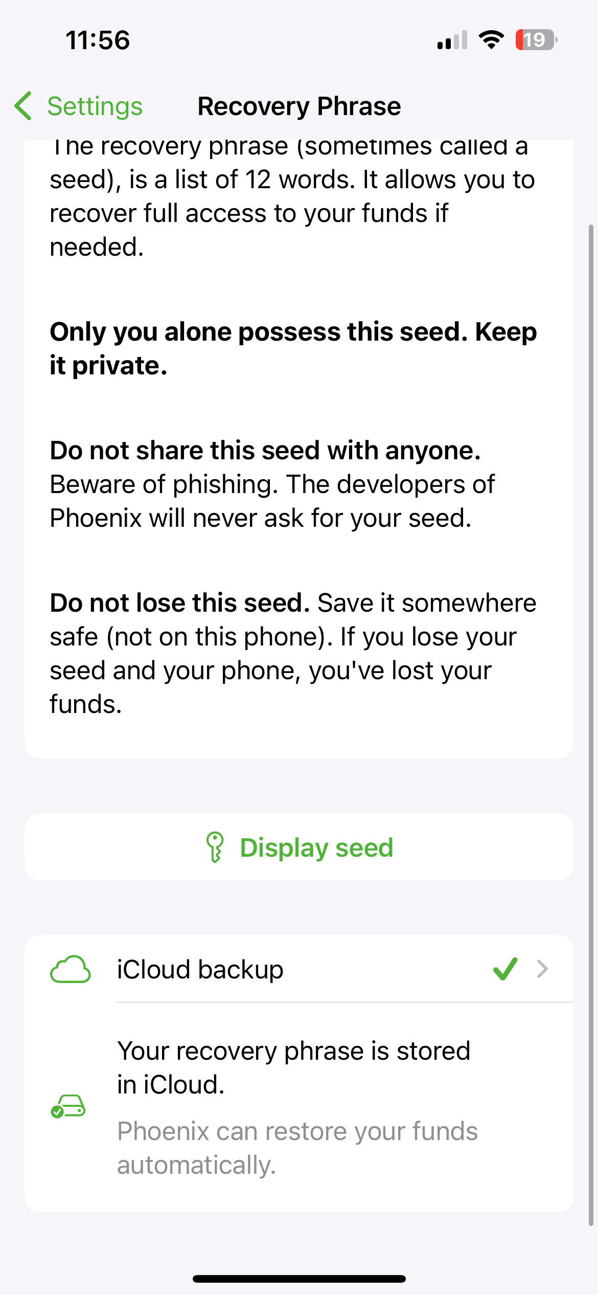 20 Showing iCloud backup succeeded