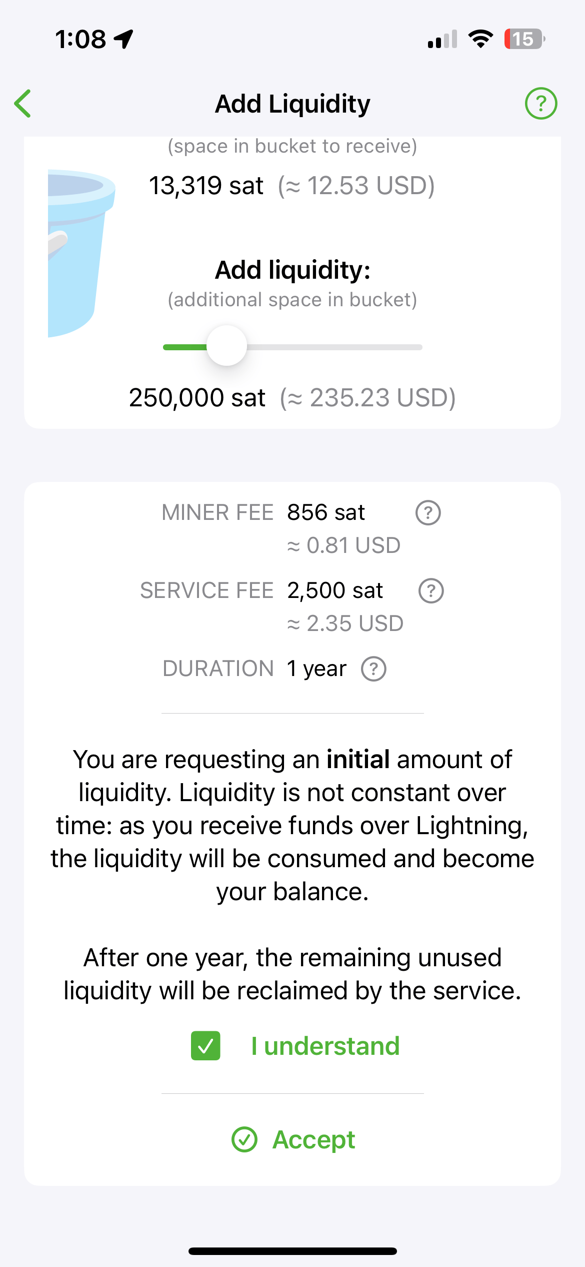 26 Confirming addition of some liquidity