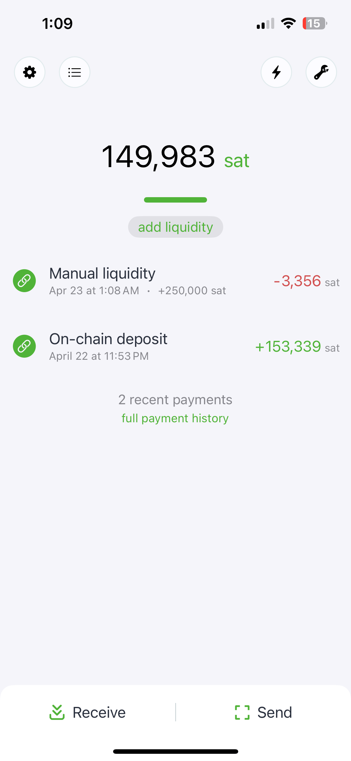 28 Back on main wallet screen after adding liquidity
