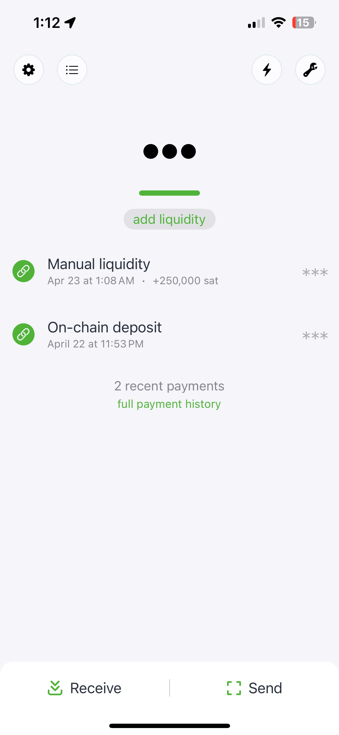 30 Main wallet screen with balance toggled to private (via tap)